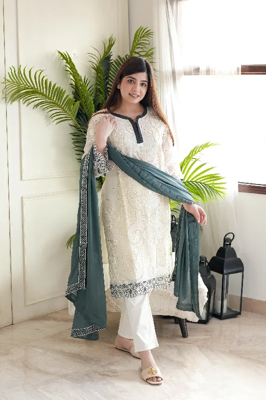 Zainab White Cutwork Suit Set