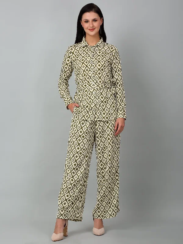 New Design Women's Green Printed Casual Co-ord Set