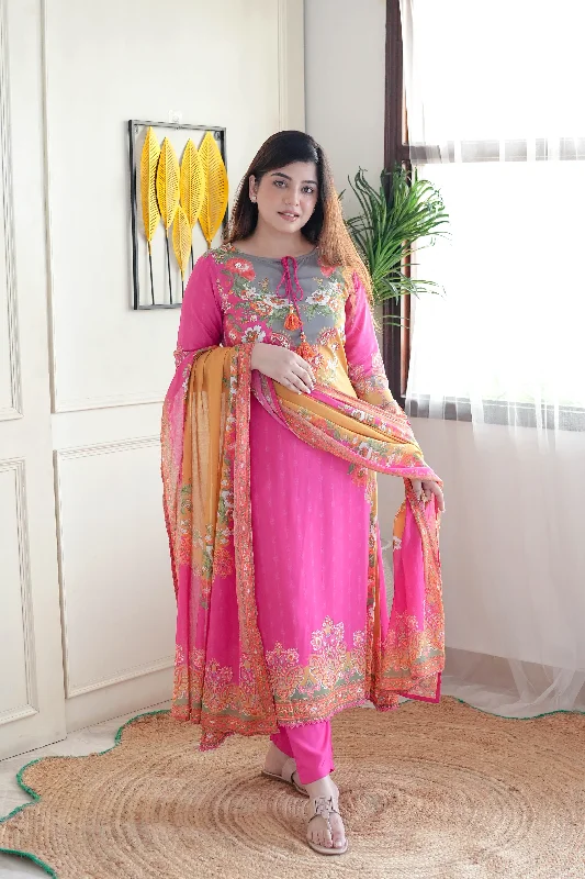 Kiya Pink Printed Suit Set