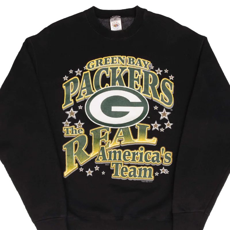 VINTAGE NFL GREEN BAY PACKERS 1995 BLACK SWEATSHIRT SIZE LARGE MADE IN USA