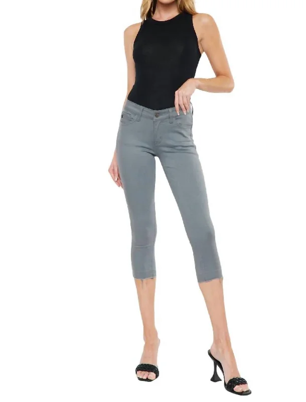 Lilian Mid Rise Capris In Gray