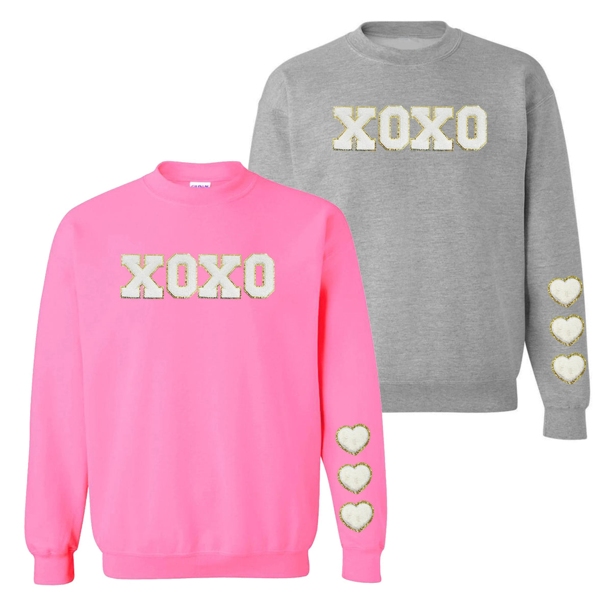 XOXO White Letter Patch Crewneck Sweatshirt