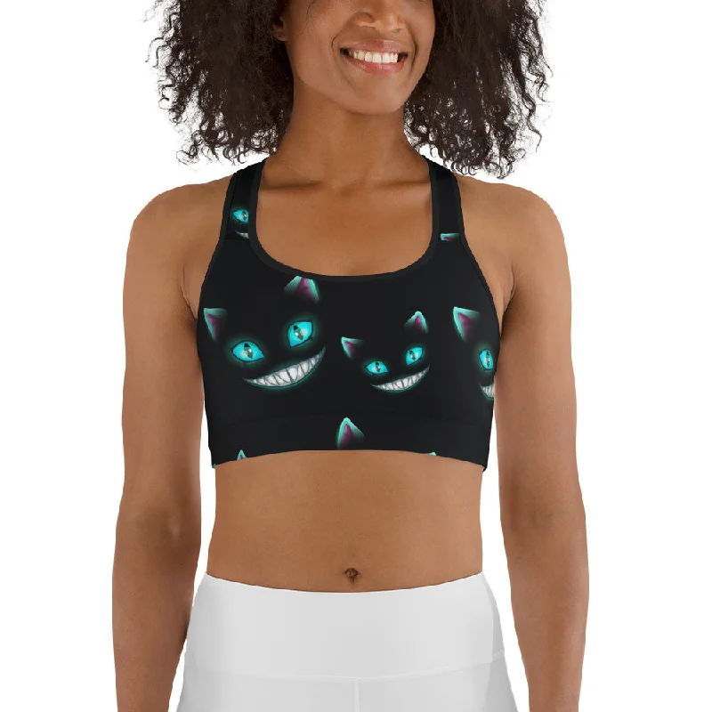 Elegant And Charming Spooky Halloween Cat Sports Bra