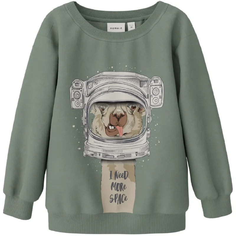 Name It Deep Lichen Green Obanno Loose Sweatshirt