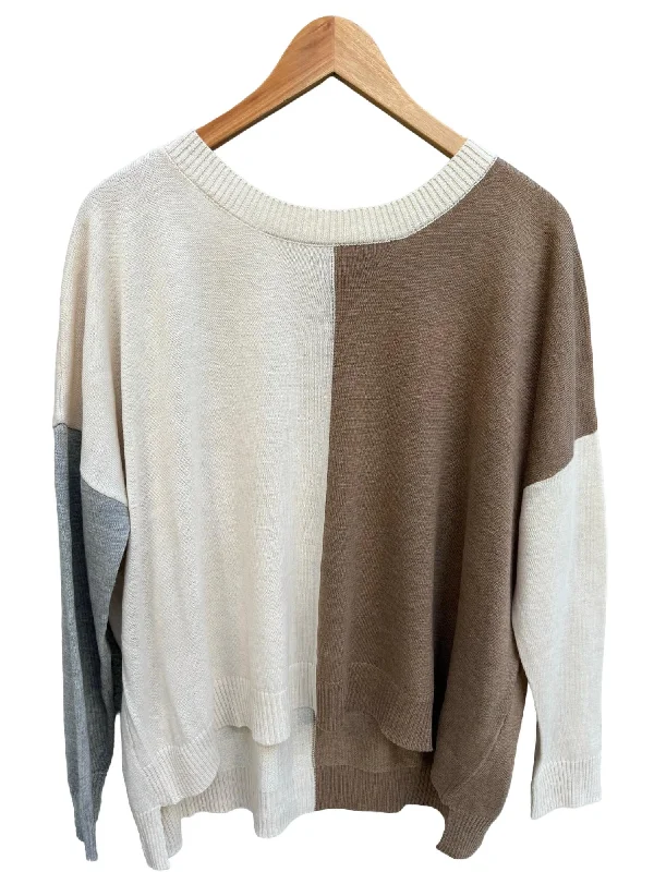 Women's Colorblock Sweater In Tan