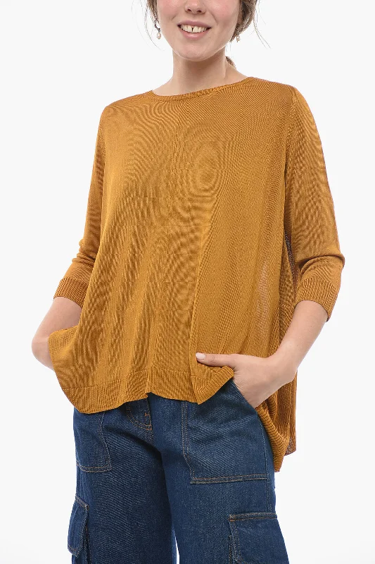 ArchivioB Solid Color Crew-neck Sweater with Side Slits L Standard size