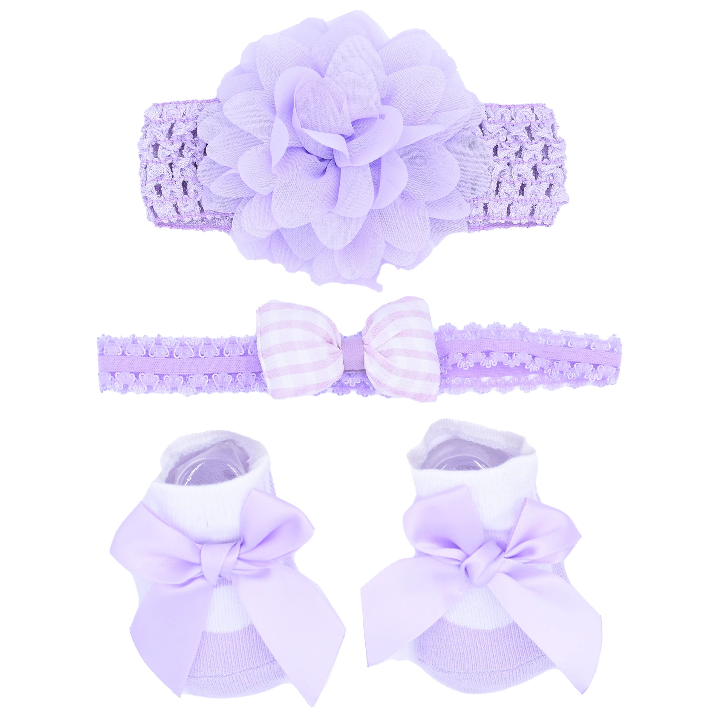 Purple Pastel Bow Flower Gift Set