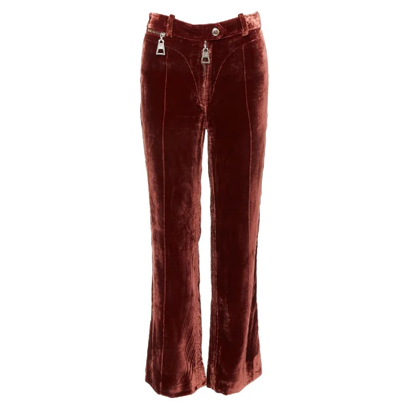 Louis Vuitton logo zipper head velvet wide pants