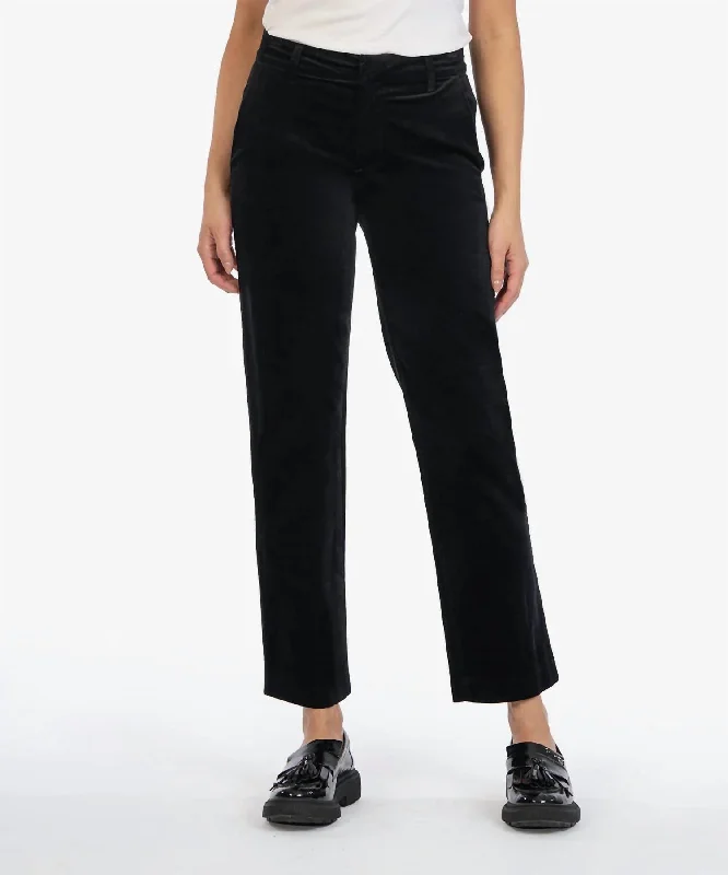 Elizabeth High Rise Velveteen Trouser In Black