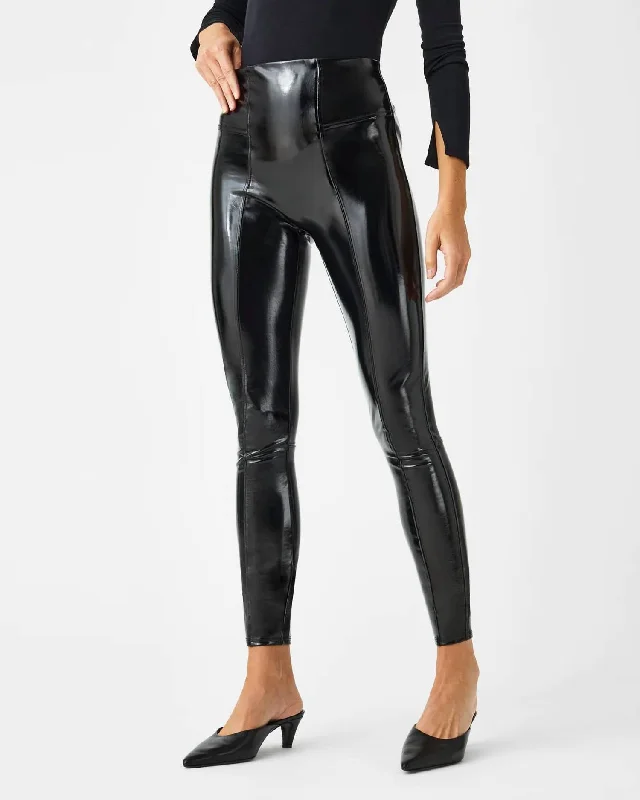 Faux Patent Leather Pant In Classic Black