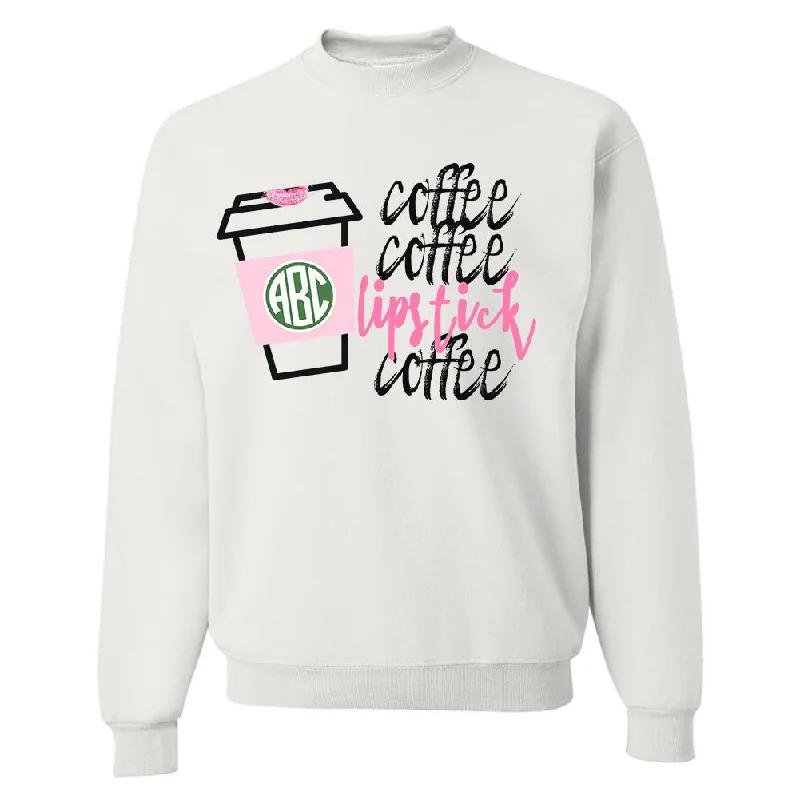 Monogrammed 'Coffee & Lipstick' Crewneck Sweatshirt