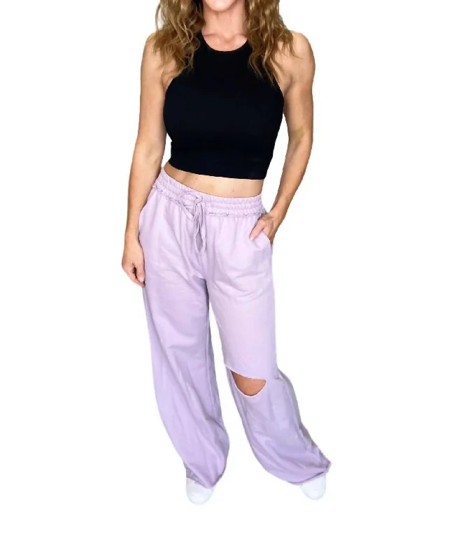 Weekend Hero Wide Leg Sweatpants In Dusty Lavender