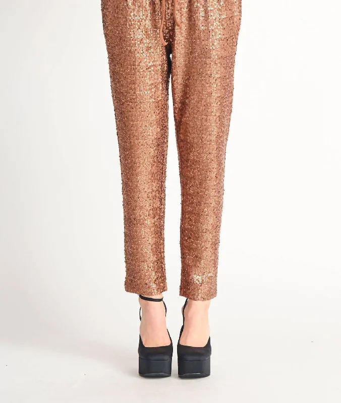 Sequin Jogger In Rose Gold