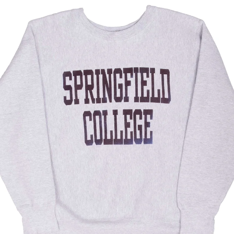 VINTAGE SPRINGFIELD COLLEGE GREY REVERSE WEAVE SWEATSHIRT 1990S LARGE