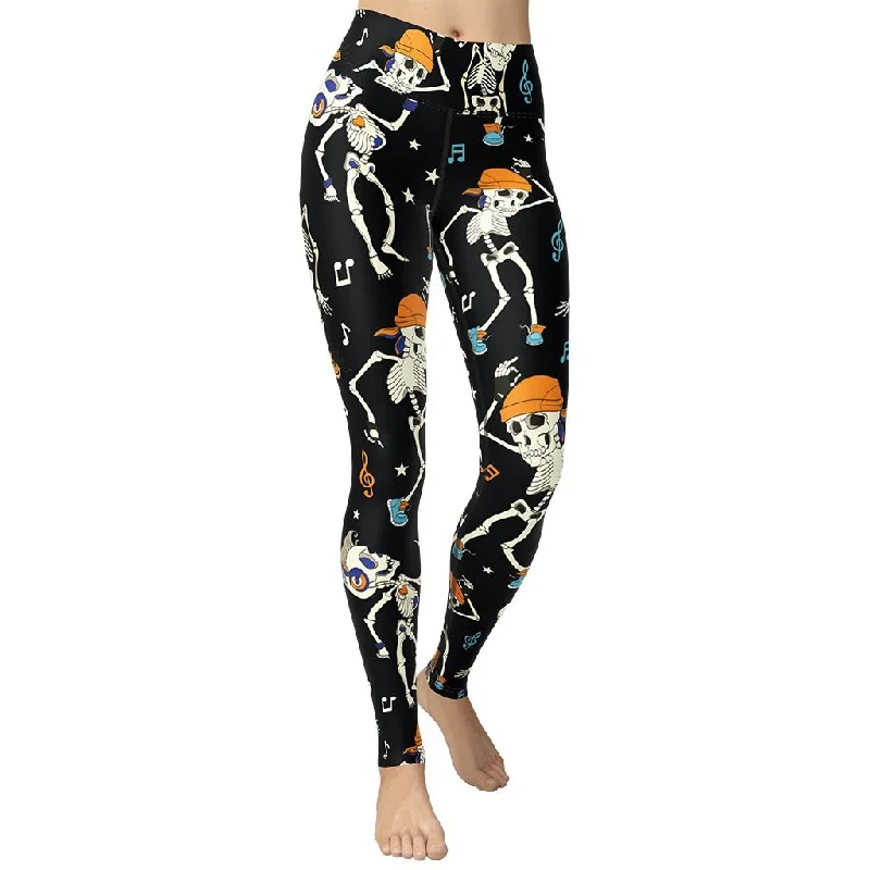 Celebrity Style Dancing Skeletons Yoga Leggings