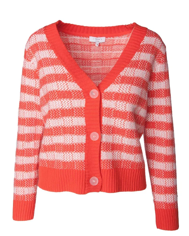 Women's Gingham Cardigan In Orange