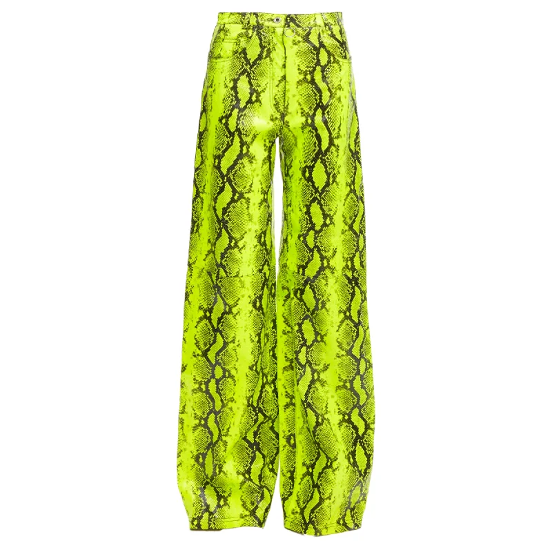 Off Virgil Abloh neon leather wide leg pants