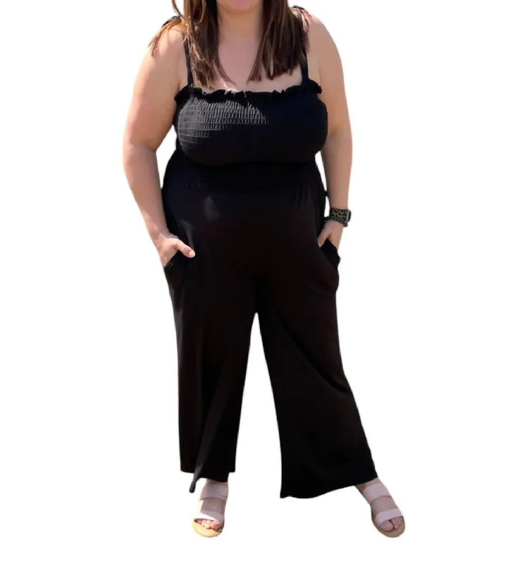 Smocked Jumpsuit In Black