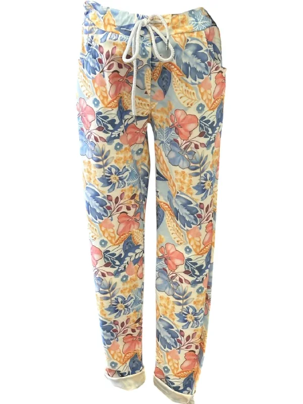 Women's Crinkle Pants In Fall Floral Print