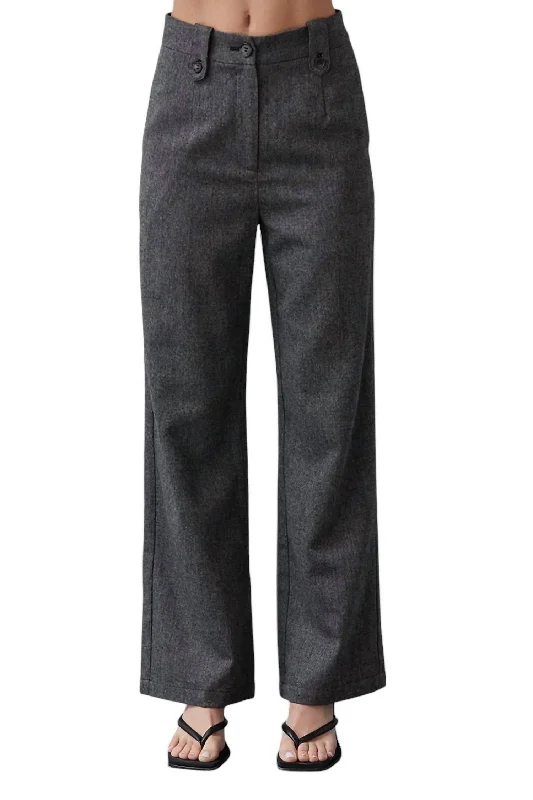 Clara Wool-Blend Trouser In Charcoal