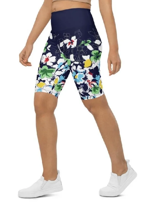 Flower Drawings Biker Shorts