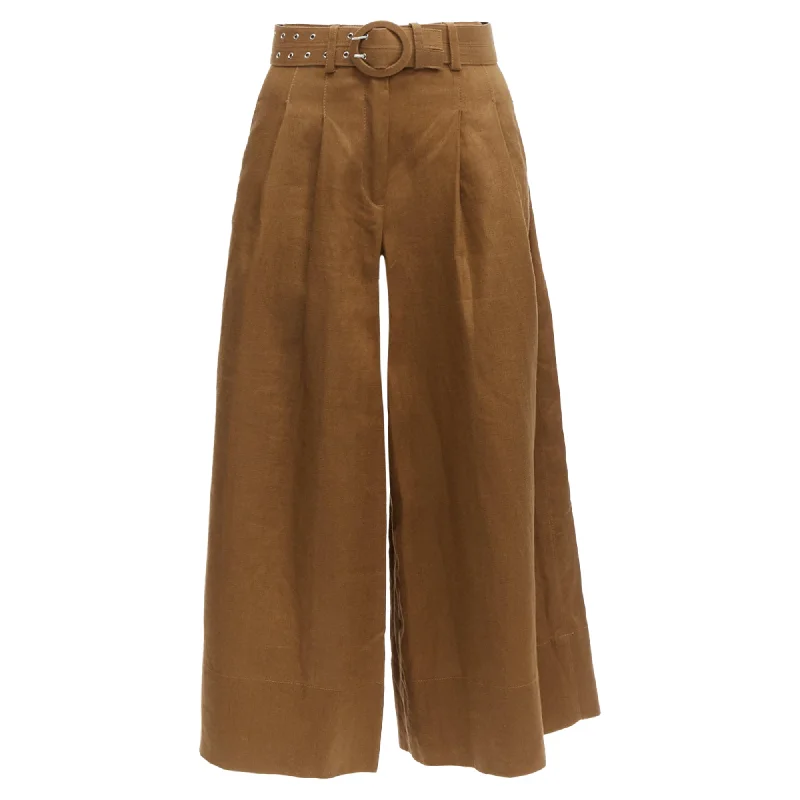 Nicholas linen high waisted belt wide leg pants