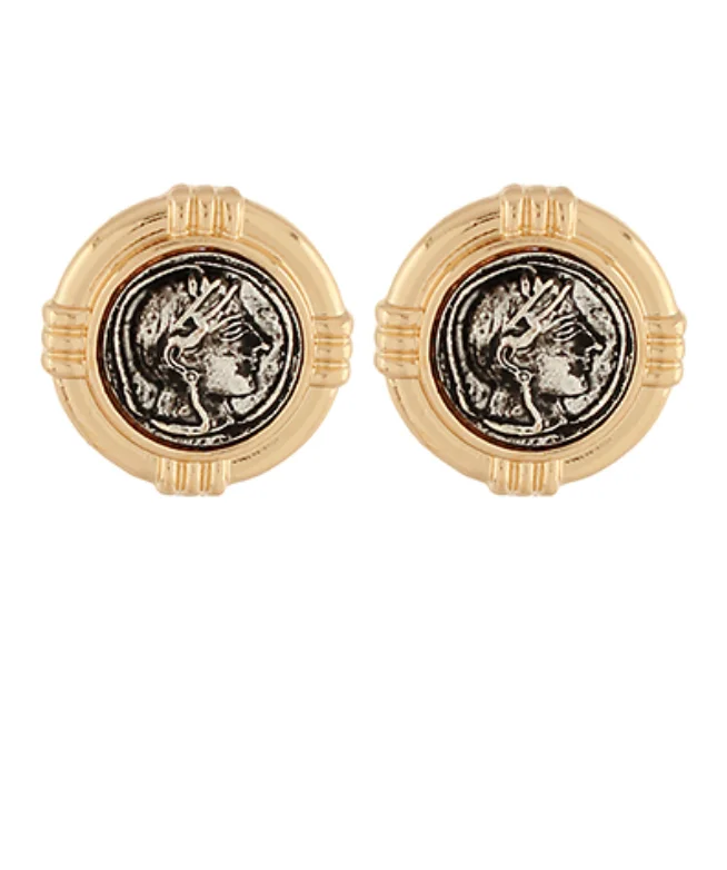 Fresh And Simple Roman Coin Stud Earrings