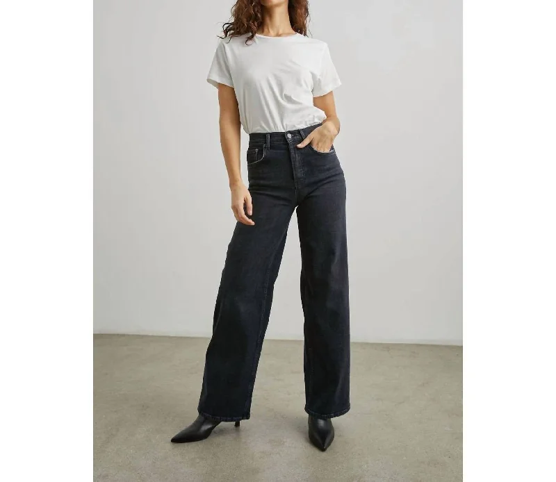 Getty Wide Leg Jeans In Black Pearl