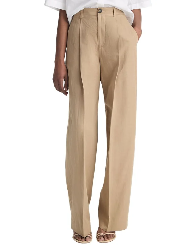 Elegant Temperament Vince High-Waist Casual Tailored Wide Leg Linen-Blend Pant