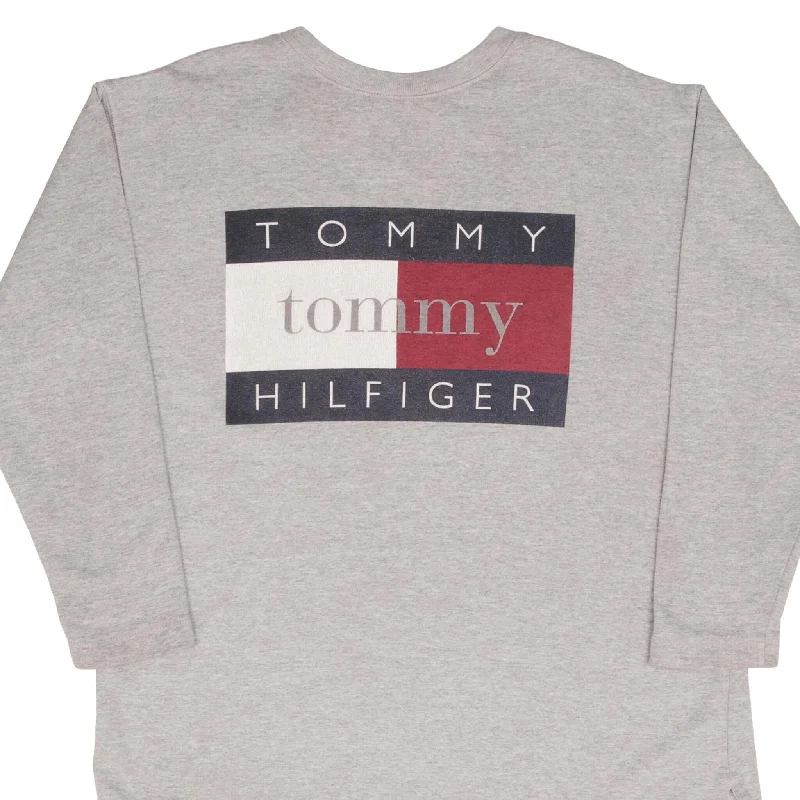 VINTAGE TOMMY HILFIGER SPELLOUT 1990S GREY SWEATSHIRT SIZE MEDIUM MADE IN USA