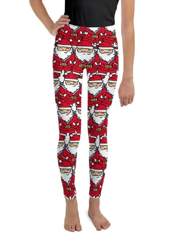 Warm Atmosphere Cartoon Santa Youth Leggings