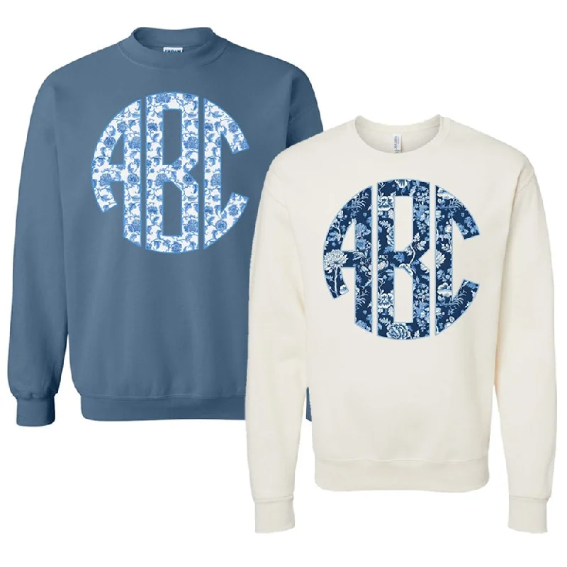 Monogrammed 'Blue & White Chinoiserie' Big Print Sweatshirt