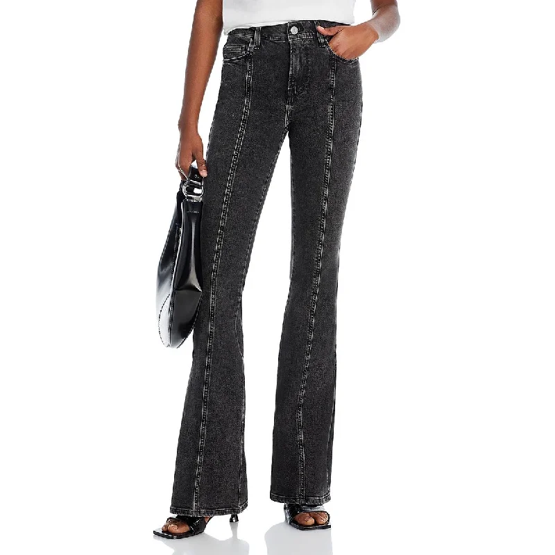 Cozy Footwear Le High Flare Womens High Rise Pleated Flared Pants