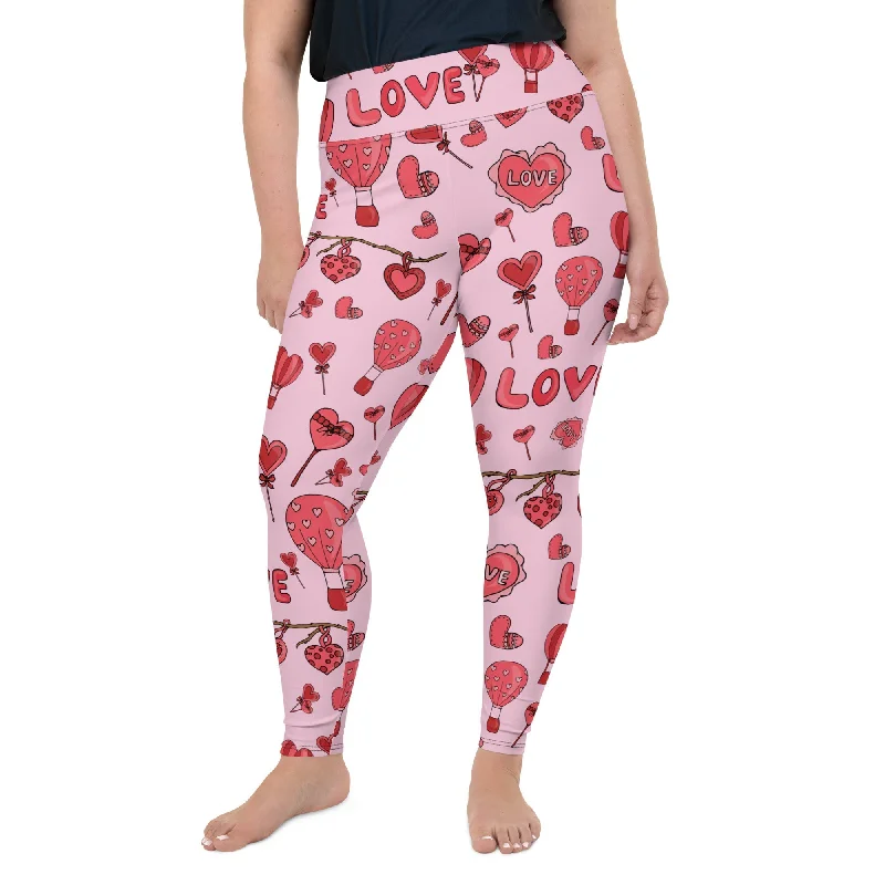 Soft Casuals Pink Love Plus Size Leggings