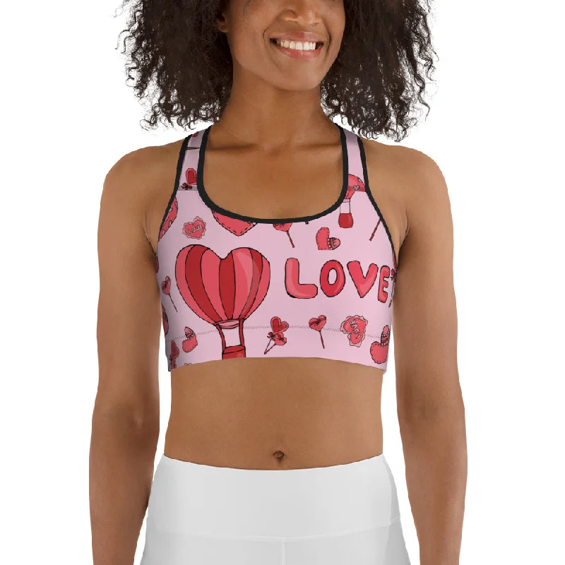 Relaxed Tops Pink Love Sports Bra