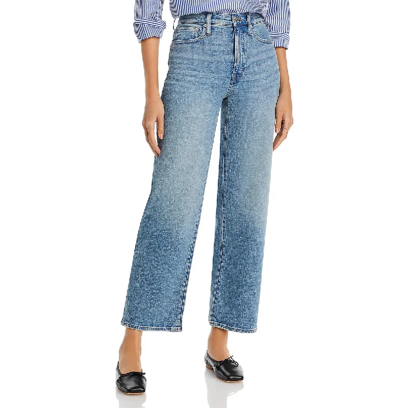 Versatile Casuals Womens High Rise Med Wash Wide Leg Pants