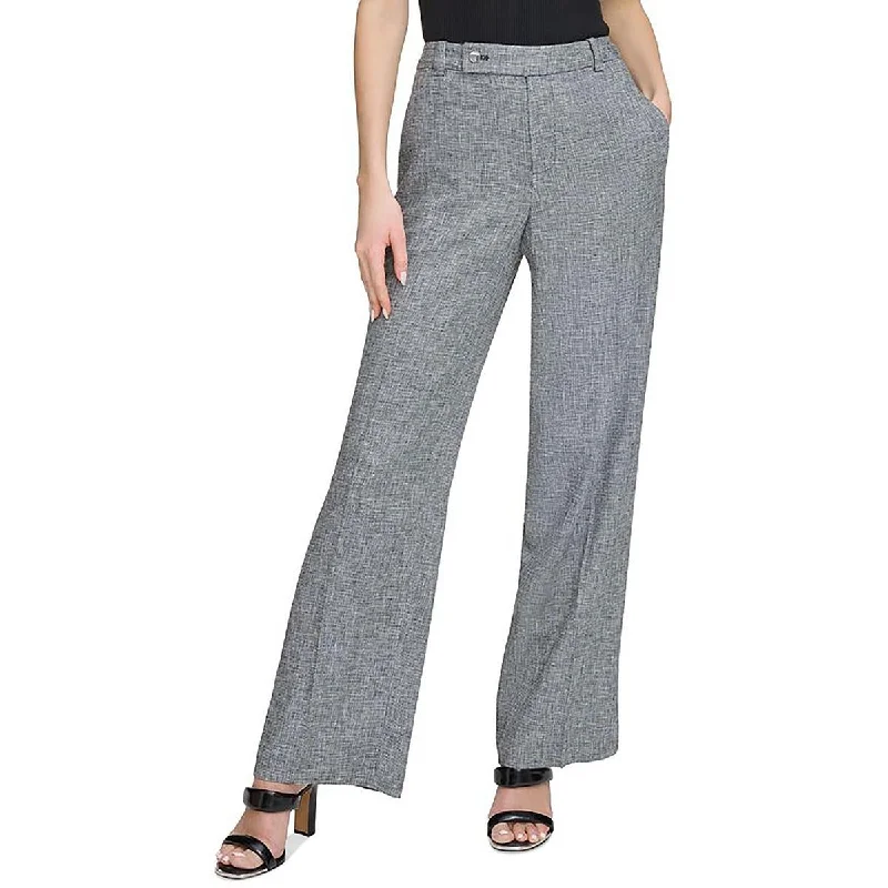 Classic Comfort Womens Belt Loops Slits Wide Leg Pants