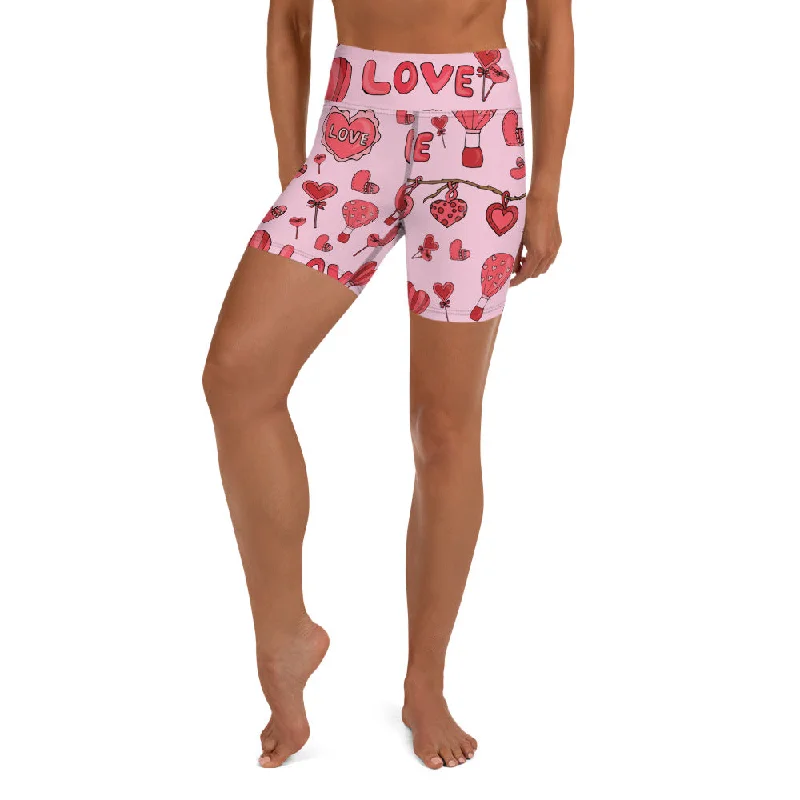 Easy-to-Wear Pink Love Yoga Shorts