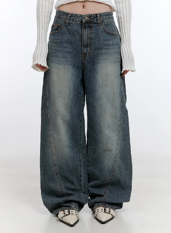 Modern City Lucia Stitched Denim Baggy Jeans CO418