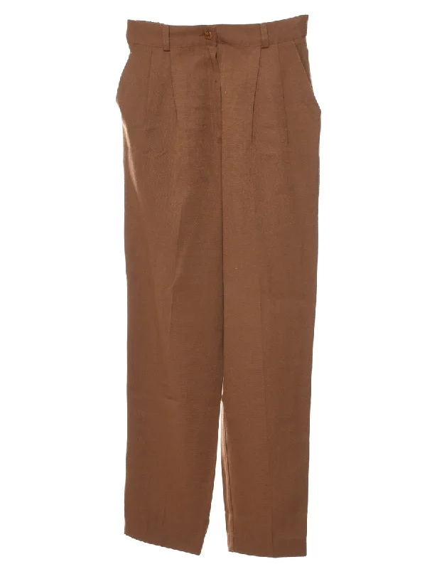 Brown High Waist Trousers - W24 L29