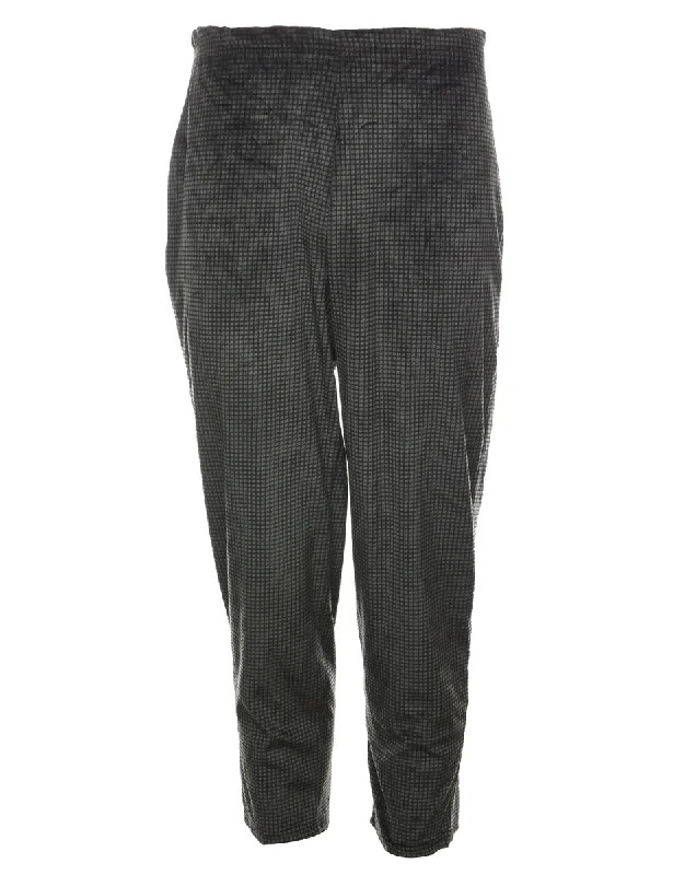 Dogtooth Design Black & Green Velour Trousers - W24 L27