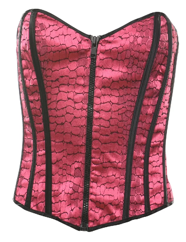 Pink & Black Snakeskin Pattern Y2K Corset - S