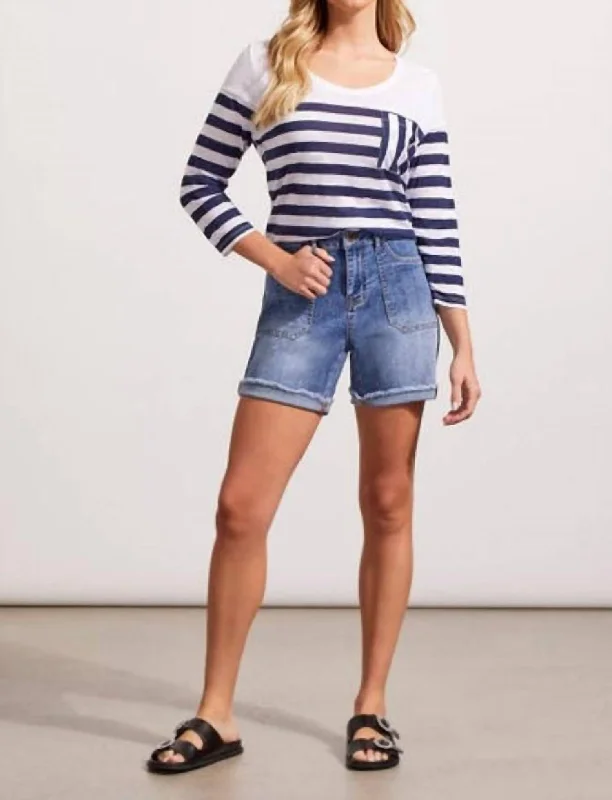 Goddess Style Audrey Fit Denim Shorts In Dark Wash